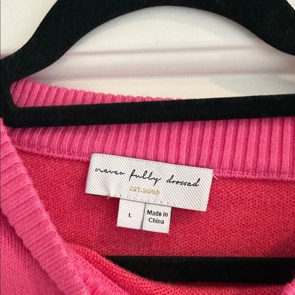 Never Fully Dressed Pink Sweater with Red Lip Design - Picture 2 of 4